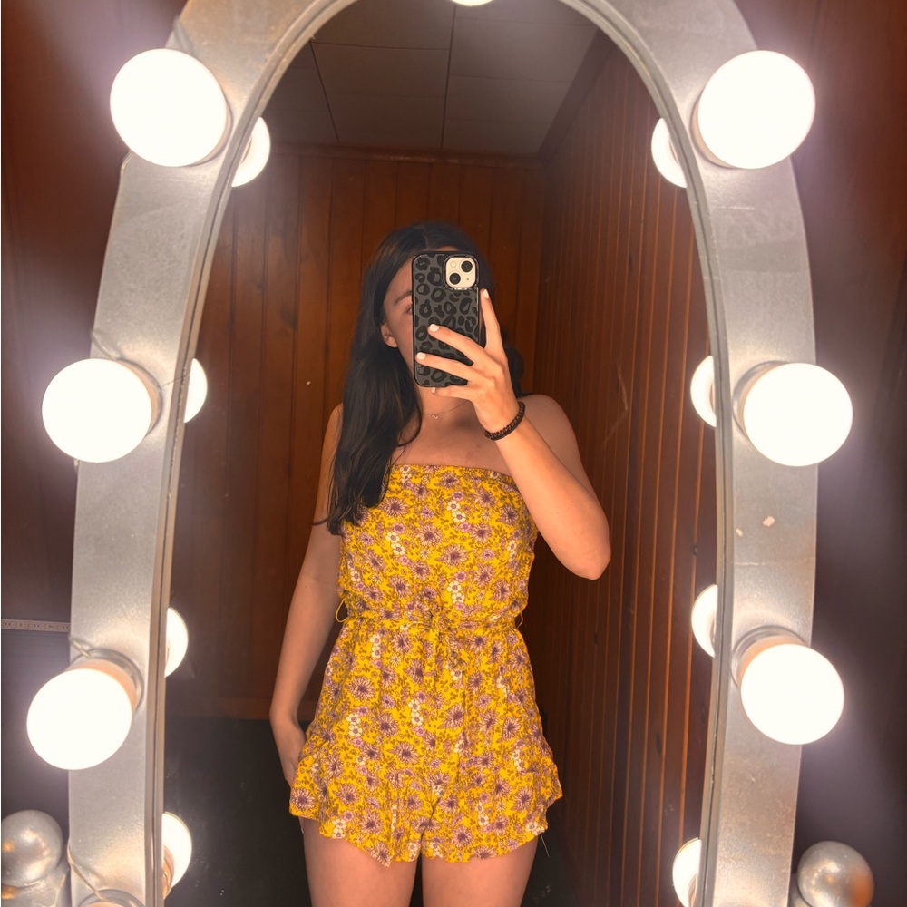 BeBop Yellow Floral Strapless Dress
